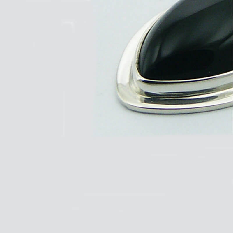 Silver Pendant｜天然（ブラックアゲート）オーバル（楕円）型 スターリングシルバー（SV925）ペンダントトップ